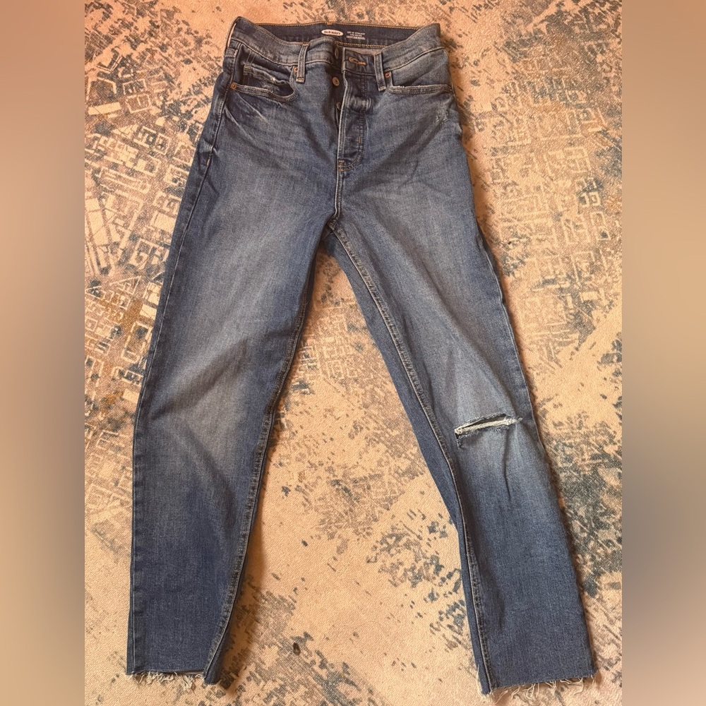 Old Navy Blue Skinny Jeans with Distressed Details